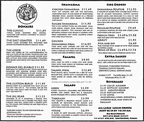 big bear donair menu.